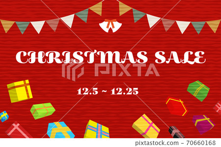 Garland and present box poster with Christmas sale letters 70660168