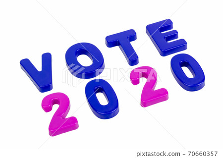 Text VOTE 2020 on a white background. 70660357