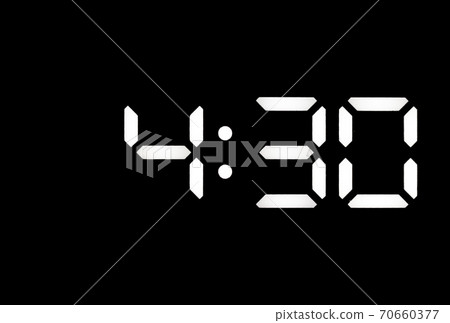 Real white led digital clock on black background Real white led digital clock on black background 70660377