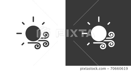 Wind and sun. Isolated icon on black and white background. Weather vector illustration Wind and sun. Isolated icon on black and white background. Weather vector illustration 70660619