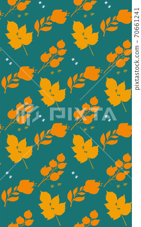 Seamless floral pattern with the image of autumn leaves, wild herbs, berries and flowers. Floral vector design for web banner, business presentation, brand package, fabric, print, wallpaper. 70661241
