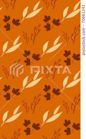 Seamless floral pattern with the image of autumn leaves, wild herbs, berries and flowers. Floral vector design for web banner, business presentation, brand package, fabric, print, wallpaper. 70661242