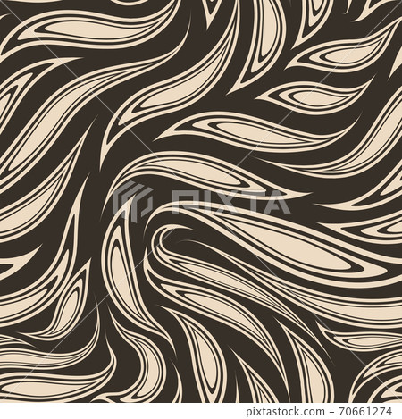 Seamless vector pattern in beige color from cut smooth stripes or brush strokes. Flowing abstract texture for prints, textiles. 70661274