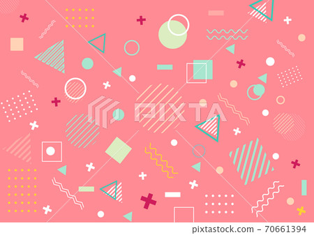 Memphis geometric background. Colorful shapes pattern, vivid coloring texture. For posters. 70661394