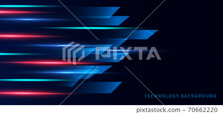 Template banner abstract technology futuristic geometric on dard blue background with red, blue light effect. 70662220