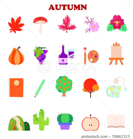 Autumn icon illustration material set Autumn icon illustration material set 70662323