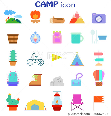 Outdoor camping illustration icon set Outdoor camping illustration icon set 70662325