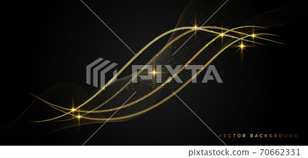 Abstract golden wave on dark background with light effect. Luxury concept. Abstract golden wave on dark background with light effect. Luxury concept. 70662331