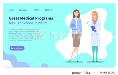 Landing page of medical website, great medical programs for high school students, medical education Landing page of medical website, great medical programs for high school students, medical education 70663020