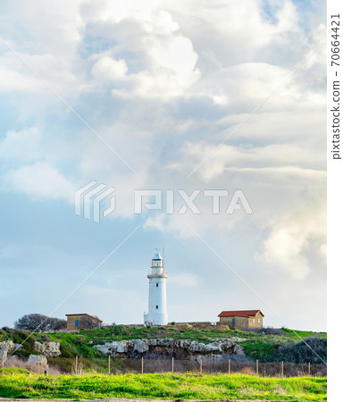 Clouds lighthouse seaside Paphos Cyprus Clouds lighthouse seaside Paphos Cyprus 70664421