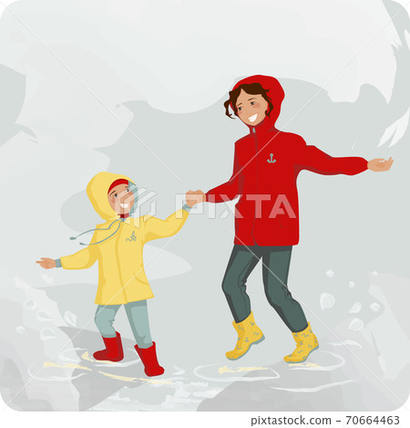 Jumping up and down Child and Mother Jumping up and down Child and Mother 70664463