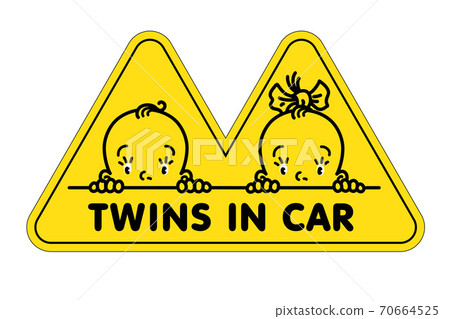 Twins in car sticker. Fases of baby boy and girl 70664525