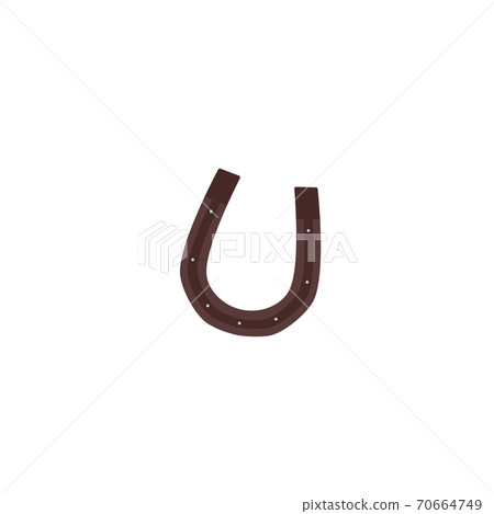 Vector icon of metal old horseshoe isolated on white background. 70664749