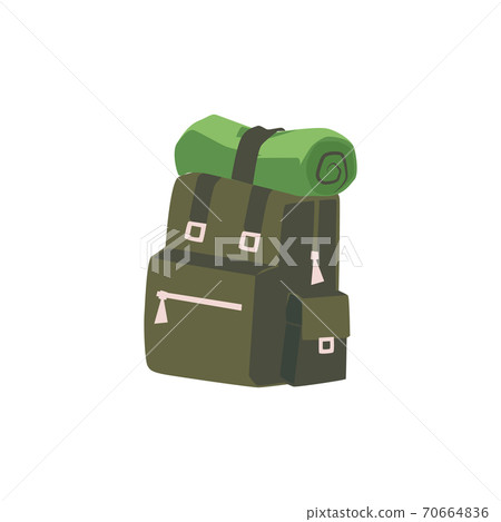 Backpack for family campfire, flat cartoon vector illustration isolated Backpack for family campfire, flat cartoon vector illustration isolated 70664836
