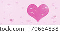 Valentine's day greeting card. Pink and purple hearts on pink background 70664838