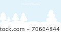 Christmas holiday greeting card; White fir trees on light blue background with text "Merry Christmas" 70664844