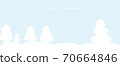 Christmas holiday greeting card; White fir trees on light blue background with text "Merry Christmas" 70664846
