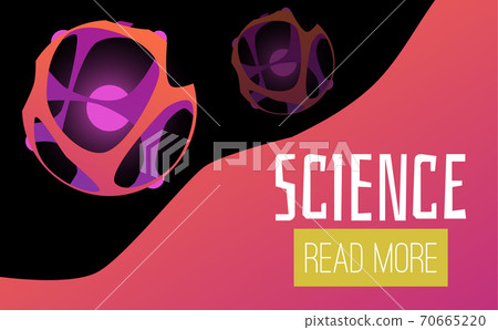 Science landing page with planets in space, flat cartoon vector illustration 70665220
