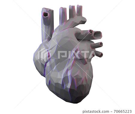 Gray low poly anatomical heart, paper human heart, 3d render 70665223