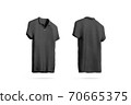 Blank black polo shirt mockup isolated, front back side view 70665375