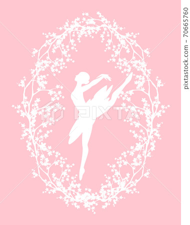 Ballerina Silhouette And Cherry Tree Blossom Stock Illustration 70665760 Pixta