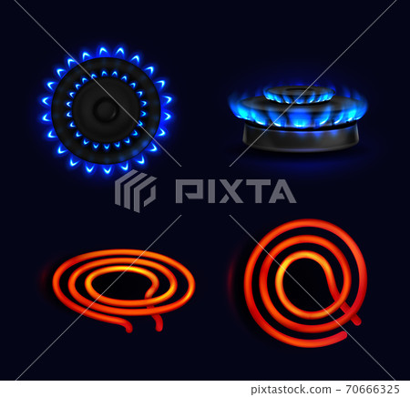 Hotplates, burning gas stove and electric coil 70666325