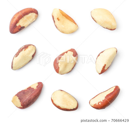 Brazil nut set on a white background, isolated. The view from top Brazil nut set on a white background, isolated. The view from top 70666429