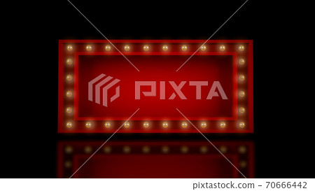 3D Rendering,Realistic red mock-up of theater sign with yellow glowing bulbs on around,Empty space advertisement, Shiny and reflection floor, black color background. 3D Rendering,Realistic red mock-up of theater sign with yellow glowing bulbs on around,Empty space advertisement, Shiny and reflection floor, black color background. 70666442