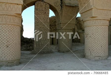 The Haji Piyada mosque (Noh Gumbad) just outside Balkh is the oldest known Islamic building in Afghanistan. Remains of decorated columns and arches. Balkh in Balkh Province, northern Afghanistan. The Haji Piyada mosque (Noh Gumbad) just outside Balkh is the oldest known Islamic building in Afghanistan. Remains of decorated columns and arches. Balkh in Balkh Province, northern Afghanistan. 70666485