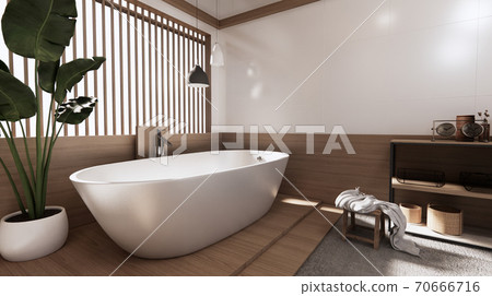 The Tropical Bathroom Japanese Style 3d Rendering Stock Illustration 70666716 Pixta