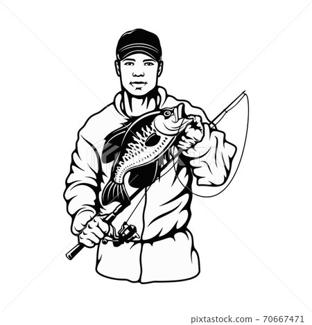 Fisherman and Crappie fish - Freshwater sport fish 70667471