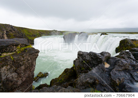 Godafoss falls in summer season view, Iceland 70667904