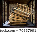 The paper stack is a side view 70667991