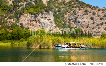 Famous Lycian Tombs of ancient Caunos town, Dalyan, Turkey Famous Lycian Tombs of ancient Caunos town, Dalyan, Turkey 70668291