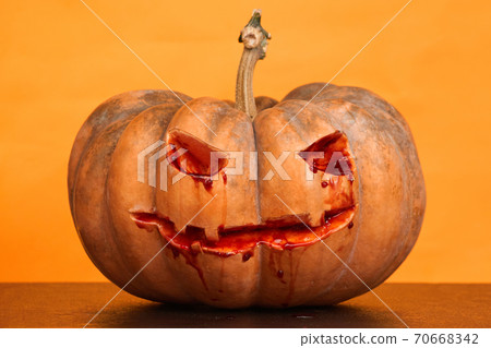 halloween pumpkins on orange background copy space halloween pumpkins on orange background copy space 70668342