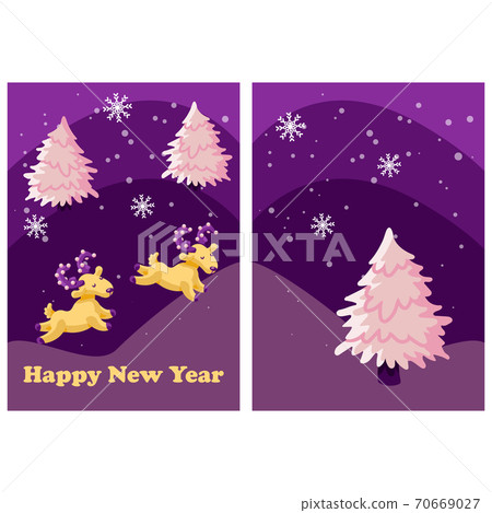 New year deer card on white isolated backdrop - Stock Illustration ...