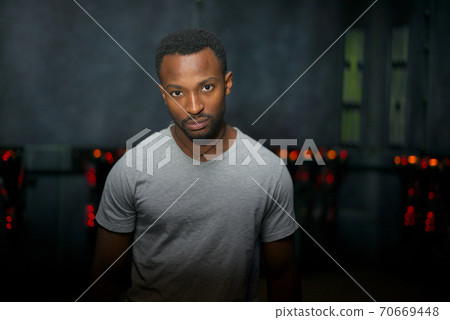 young man studio portrait science fiction spaceship game background young man studio portrait science fiction spaceship game background 70669448