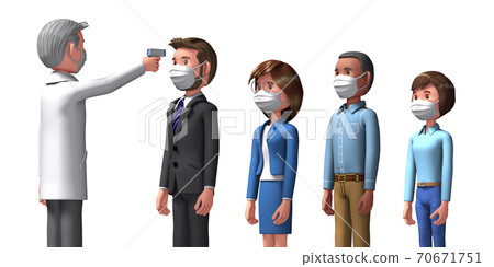 測量溫度的醫生和商人 70671751