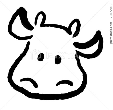 Cute Japanese-style illustration of cow, hand-painted ink painting style cow 6 Cute Japanese-style illustration of cow, hand-painted ink painting style cow 6 70672009