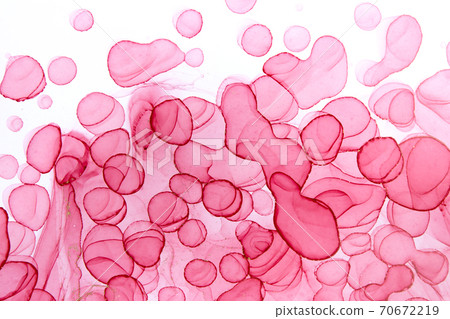 Transparent pink handdrawn watercolor drops on white background. Bubbles imitation. Transparent pink handdrawn watercolor drops on white background. Bubbles imitation. 70672219
