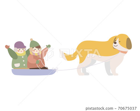 狗拉雪橇的孩子 70675037