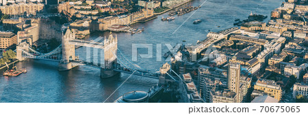Aerial panoramic view from above of London city and the River Thames, England, United Kingdom UK. Europe cityscape travel destination. Banner crop Aerial panoramic view from above of London city and the River Thames, England, United Kingdom UK. Europe cityscape travel destination. Banner crop 70675065
