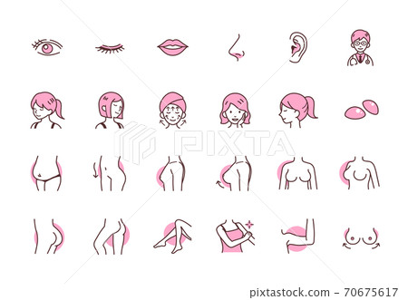 Cosmetic surgery, beauty treatment, diet icons 70675617