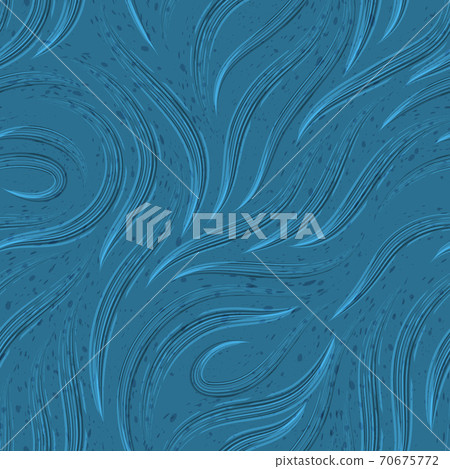 Vector seamless pattern of lines drawn with watercolors in blue on a blue background.Texture from flowing stripes and loops. Vector seamless pattern of lines drawn with watercolors in blue on a blue background.Texture from flowing stripes and loops. 70675772