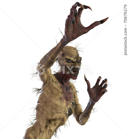 Straw man scarecrow monster isolated on white background 3d illustration 70676279