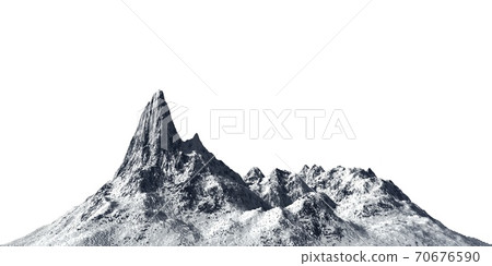 Snowy mountains Isolate on white background 3d illustration 70676590