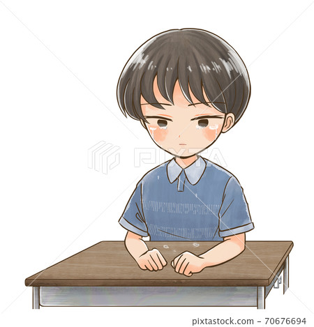 小學生在課桌旁哭泣2 小學生在課桌旁哭泣2 70676694