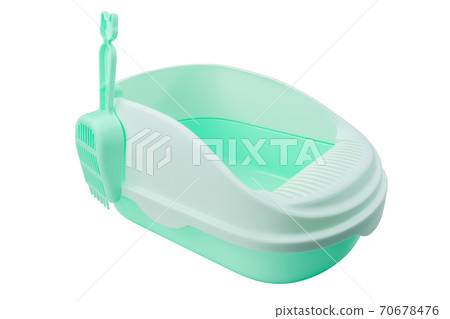 Cat toilet on isolated white background. Pet supplies concept. Cat toilet on isolated white background. Pet supplies concept. 70678476