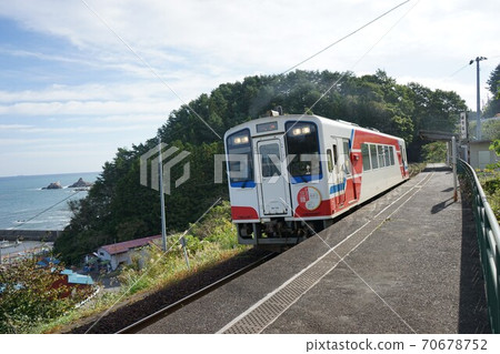 Autumn Sanriku Railway Rias Line Famous Horinai Station Autumn Sanriku Railway Rias Line Famous Horinai Station 70678752