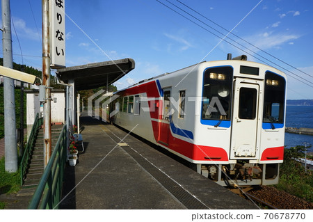 Autumn Sanriku Railway Rias Line Famous Horinai Station 70678770